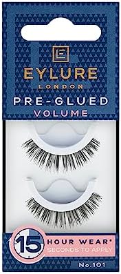 Eylure Press On Pre-Glued False Eyelashes, Volume Lash, No. 101, 1 Pair
