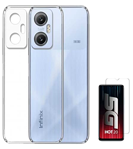 Image of Soft Silicone TPU Flexible Back Cover Compatible with Infinix Hot 20 5G and Screen Guard