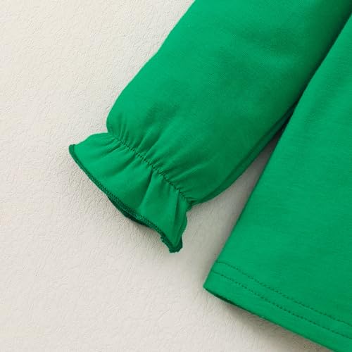 Image of LYSMuch 7-14Y Girls Ruffle Long Sleeve Shirt Kids Crewneck Basic Blouse Casual Tee
