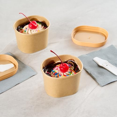 Image of Coppetta 4 Ounce Dessert Cups, 200 Greaseproof Ice Cream Cups - Lids Sold Separately, For Hot And Cold Foods, Kraft Paper Yogurt Bowls, Disposable,For Sundaes, Mousse Or Puddings - Restaurantware