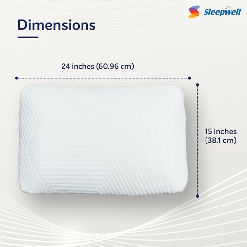 Image of Sleepwell Pro Naturalle Pillow | Neck Support & Pressure Relief | Natural Latex | Medium Soft & Odour-Free | Lightweight & Breathable | Durable Construction | Machine Wash | 24 x 16 Inches | Pack of 1
