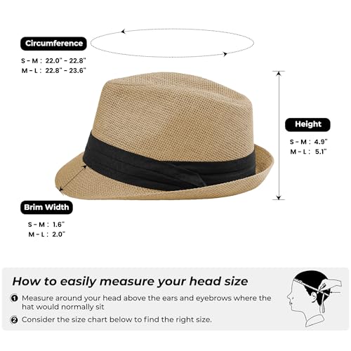 Image of Straw Trilby Fedora Hat for Men Women 1920s Panama Hat Short Brim Summer Beach Sun Hat with Band