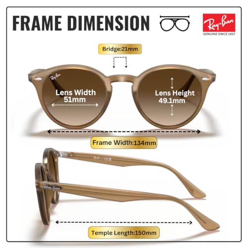 Image of Ray-Ban RB2180 Round Shaped Sunglasses for Men & Women with Official RAYBAN Eyewear Kit