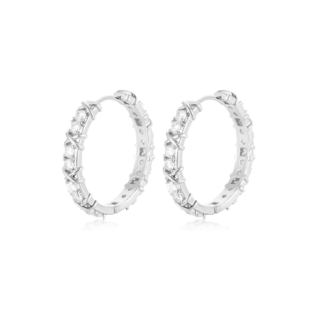 QKEPCY Pendientes de Aro Pendientes de Plata de Ley 925 Pendientes Creoles Pequeños Hipoalergenicos Piercing Circoniña Pendientes Brillantes Diamante Regalos para Mujeres Hombres Unisex