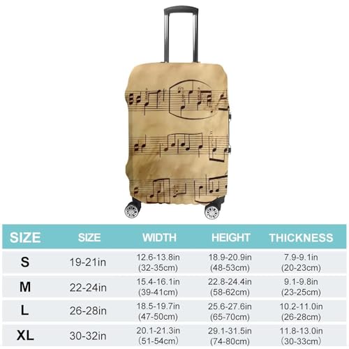 Vintage Music Note Art Luggage Cover, Washable Elastic Suitcase Cover Protector Fit 18-32 Inch Luggage2