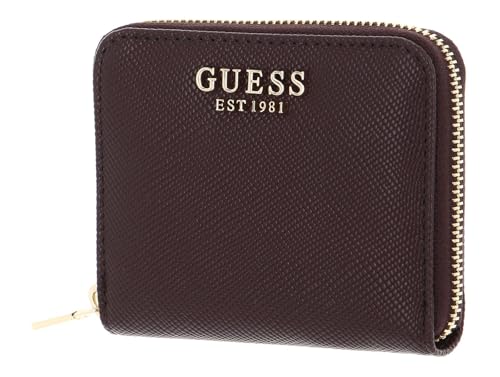 Porte-monnaie GUESS Laurel Small Zip Around Plum pour femme compact