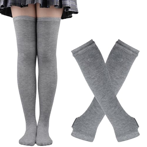 Image of Cupimatch Women's Knee High Socks: Leg Warmers Extra Long Cotton Streak High Socks stripe Warm High Socks for Teenage Girls