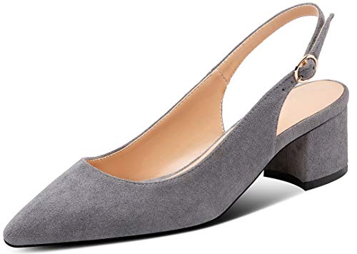 Mettesally Block Heel Slingback Pumps for Women 2 Inches Low Heel Comfortable