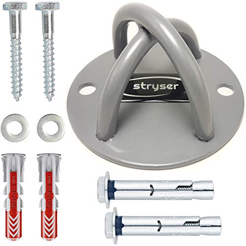 Stryser Soporte Anclaje de Techo y Pared en X para Correas de Suspensión Anillos de Gimnasia Yoga Swing Cuerdas de Batalla Equipo de Boxeo Incluye Juego de Tornillos, Anclajes de expansión Index