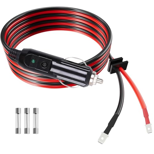 12V/24V Thermoelectric Cooler Cable Replacement for Coleman Electric Cooler Parts, Replacement for Coleman Cooler OE # 5644-710, 300000540, 5644-707, 5645Plug Cord,8 Feet 15A Cooler Cord w/Fuse