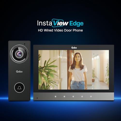 Image of Qubo InstaView Edge Wired Video Door Phone | 2MP Full HD Camera, 7-inch TFT Display, 150 Wide View, Motion Detection, IR Night Vision, Auto Recording, Door & Gate Unlock, 128GB SD Card Support