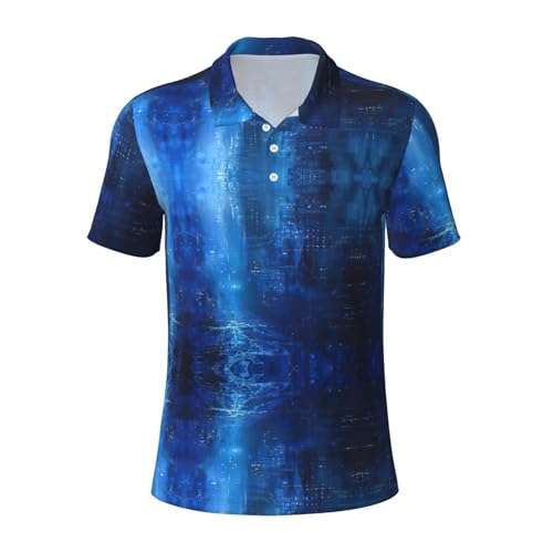 Chemise de golf de qualité supérieure bleu imprimé géométrique haut respirant homme