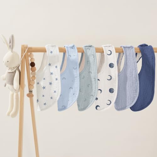 Image of Susurration Muslin Baby Drool Bibs 6Pack Soft Square Adjustable Baby Bandana Bibs for Unisex Girls & Boys