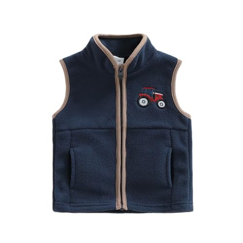Image of Toddler Baby Boy Fleece Outerwear Vests Sleeveless Zipper Jacket Solid Color Vest Coat Spring Fall Winter Clothes