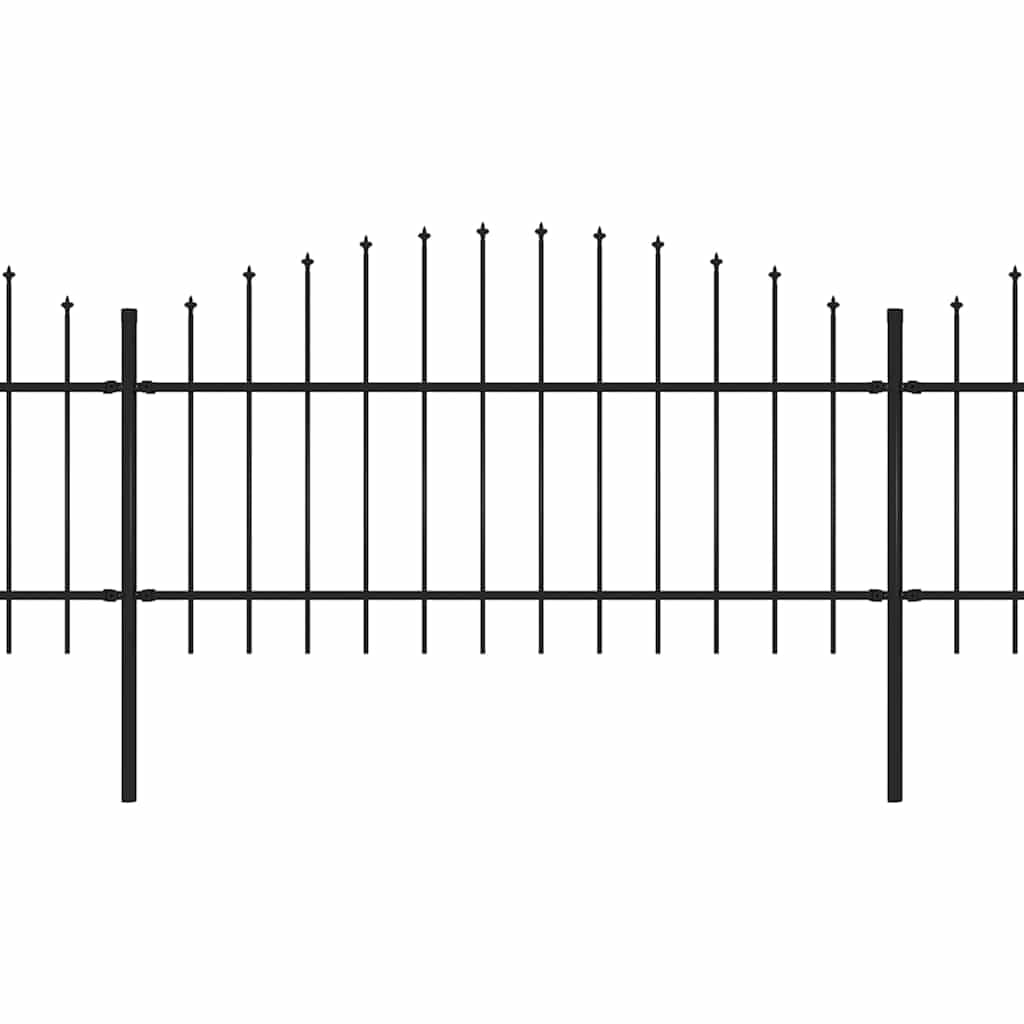 Steel Garden Fence with Spear Top - 1781.5x125 cm Black Security Boundary for Yard and Property - 10 Panels and 11 Posts, Heavy Duty Durable Outdoor Enclosure