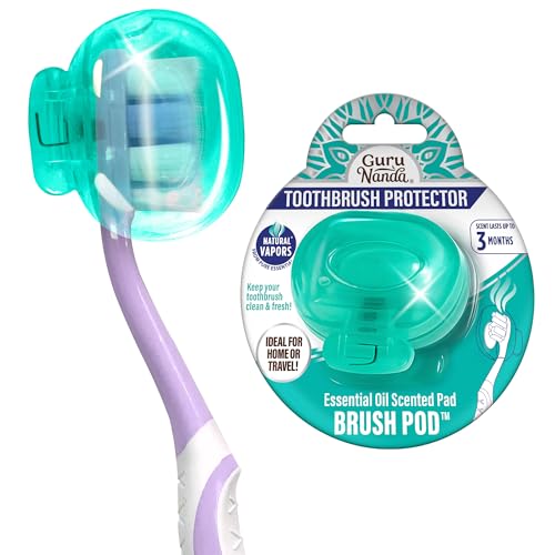 gurunanda brush pods - toothbrush cover for manual amp electric toothbrush keeps toothbrush fresh amp clean travel accessories with natural essential oil vapors 1 pack