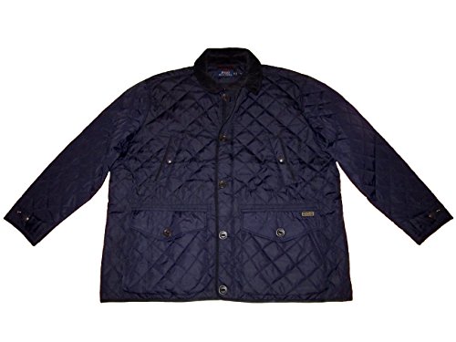 Ralph Lauren Polo Mens Big and Tall Quilted Full Zip Outerwear Jacket (4X-Big, Aviator Navy)