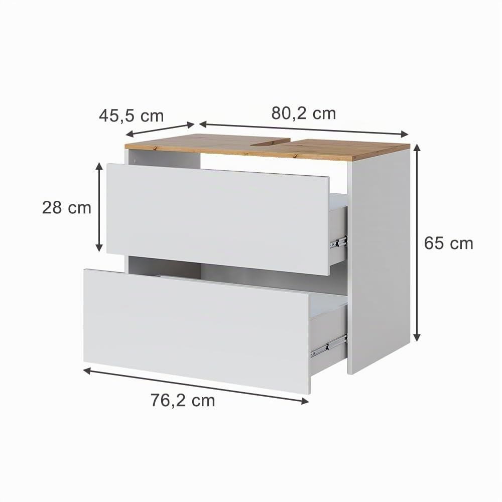 Vicco Waschbeckenunterschrank Viktor, Weiß/Artisan, 80.2 x 65 cm