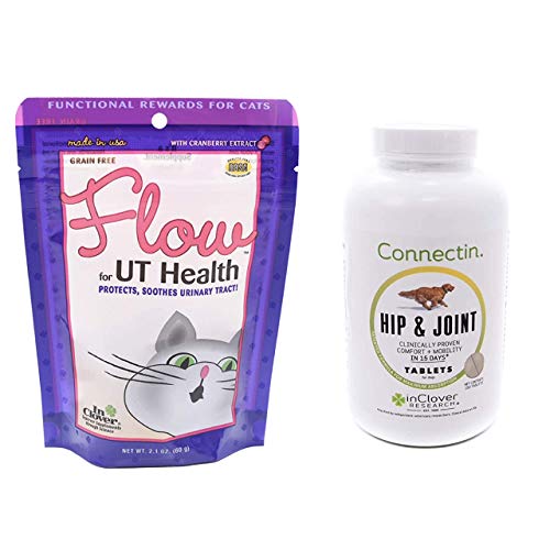 In Clover Flow Soft Chews For Cats, Daily Support For Ut Health (2.1 Oz) & Connectin Hip And Joint Tablet Supplement For Dogs (150 Count) #TOP12