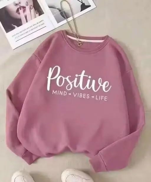 Image of Positive Mind Vibe Life Women Printed Turkish Rose Stshirt Stylish Fleece Winter r Hoodie