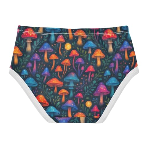 Joisal Girls Underwear Toddlers 2t Cotton Panties for Girl Cartoon Briefs Kids Undies Dark Colorful Mushrooms2