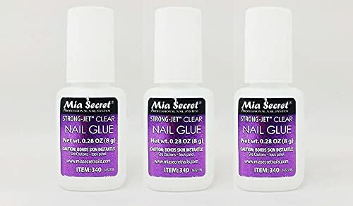 Mia Secret Strong-Jet Clear Nail Glue Brush-On Glue 8g (340) x 3