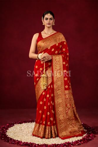 Image of Women's Soft Silk Style Jacquard Saree with Rich Zari Woven Border & Pallu | 5.6 Mtr Saree with 0.8 Mtr Unstitched Blouse