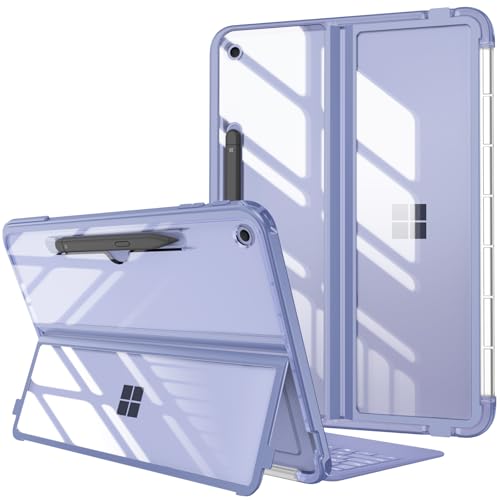 Fintie Hard Case for Microsoft Surface Pro 12 Inch 1st Edition (2025) - Shockproof Folio Rugged Cover with Clear Transparent Back Shell Compatible with Type Cover Keyboard (Violet)