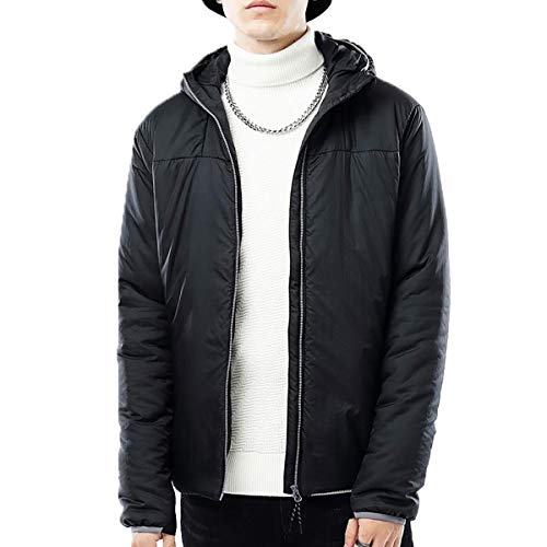 Puffer jackets Man Lightweight Puffer Jacket Water Resistant Quilted Puffer Coat With Hood(Black-L)