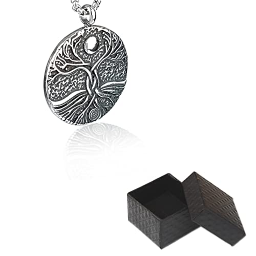 Collier Viking Nordique Yggdrasil argent boîte-cadeau pour anniversaire homme