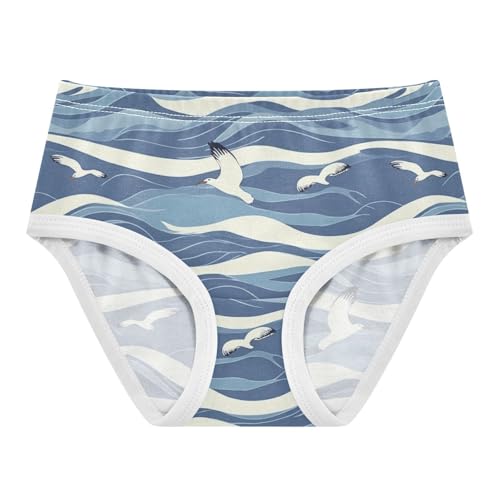 ZZKKO Sea Waves Seagull Lighthouse Girls Underwear Toddler Panties for Girls Comfort Brief Size 2-8T