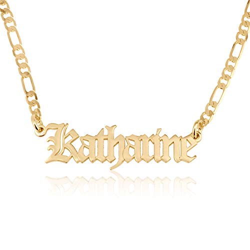 Customize Name Necklace With Figaro Chain in Sterling Silver 925 Custom Name Plate Necklace With 15 Font Style - Personalized Any Name/Word Up To 11 Characters - Womans Mens Gift Ideas3