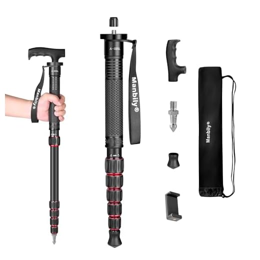 Manbily Camera Monopod Aluminum Portable Compact Lightweight Travel Monopod with Carrying Bag Walking Stick Handle,for DSLR Canon Nikon Sony Video Camcorder,6 Sections up to 61-in (A-555L)