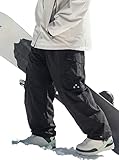 Mens's Baggy Cargo Pants Casual Parachute Pants Loose Fit Hip Hop Harme Lightweight Water Resistant Pants with Pockets B-Black