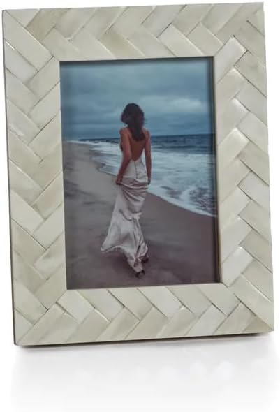 Zodax White Bone Braided Photo or Picture Frame (5x7)