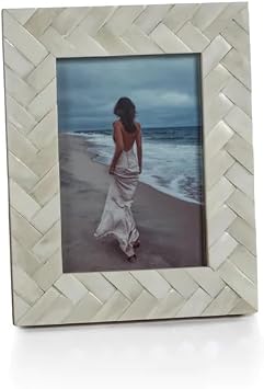 Zodax White Bone Braided Photo or Picture Frame 5x7