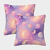 QFVANSIYO Galaxia 3D Impresa Funda Cojín Microfibra Decoración Dormitorio Cubierta Almohada Espacio para Adultos Jóvenes 40x40cm