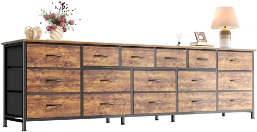 Huuger 77.6' Long Dresser for Bedroom, 16 Drawer Fabric Dresser for Closet, Wide Chest of Drawers...