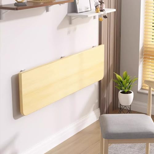 Table murale pliante beige 120x40 cm bureau gain de place - 2
