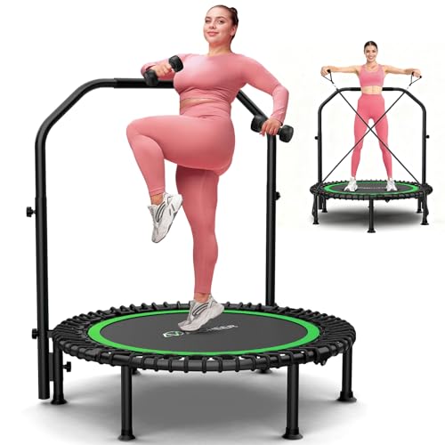Image of ANCHEER 40 inch /48 inch Foldable Mini Trampoline with Adjustable Handle for Adults