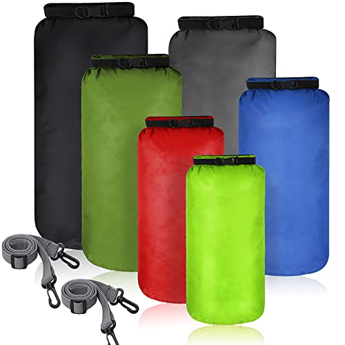 6 Pieces Waterproof Dry Bag Set Dry Sacks Lightweight Airtight Combo Set with 20 L 15 L 10 L 8 L 5 L 3 L Sacks and Long Adjustable Shoulder Strap for Kayaking Boating Hiking Camping, Mixed Colors, /