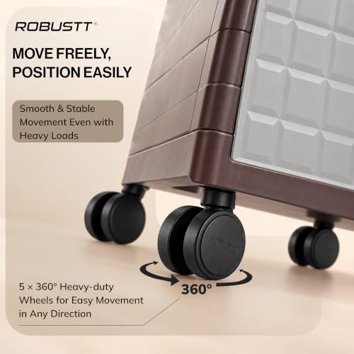 Robustt ABS Inverter Trolley for Home | 100 kg Load Capacity | 360° Rotating 5 Wheels | Strong & Durable Inverter Stand | Easy Assembly | Large Size Inverter Battery Stand for Home | Brown - Image 5