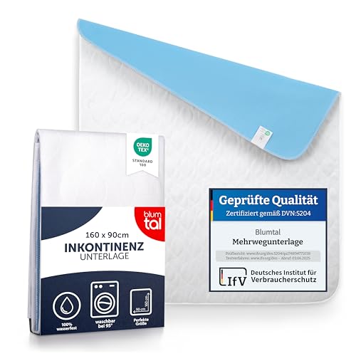 Blumtal® Inkontinenzunterlage waschbar 160x90 cm - Betteinlage für Babys - Oeko-TEX zertifizierte Inkontinenz Bettunterlage Weiss - Bettunterlage wasserdicht - Inkontinenzauflage 160x90 cm - 1er Set