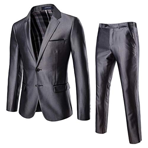 2PC Homme de Couleur Unie Un Boutons d'affaire Mariage Slim Fit Deux pièces Costume Slim Costume Blazer Business Wedding Jacket Manteau & Pantalon Cover