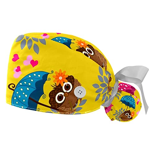 Casquettes de travail respirantes JDEZ anti-transpiration à motif hiboux floraux