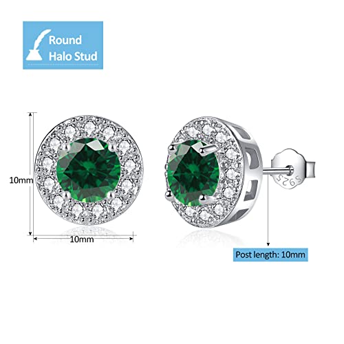 Silver Earrings for Women - Sterling Silver Earrings Diamond Stud Earrings, Round/Teardrop/Heart/Square Cubic Zirconia Earrings | Dainty Bridal Diamante Halo Earrings Jewelry for Brides Bridesmaids - Image 6