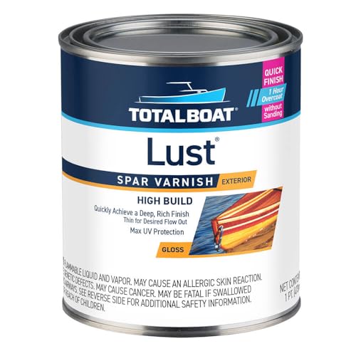 Image of TotalBoat Lust Marine Varnish, High Gloss and Matte Finish for Wood, Boats, Outdoor Furniture (High Gloss, Pint)