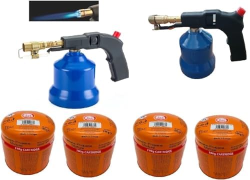 Chalumeau à Gaz Butane Avec 2 Cartouches – Brûleur Réglable, Allumage Piézo, 1300°C, Pour Bricolage, Cuisine, Soudure