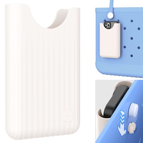 OUTXE Phone Holder Insert for Bogg Bag Cell Phone Holder Button Accessory with Locking Buckle Compatible with L/XL/Original/Baby Bogg & Simple Modern Bag No More Digging for iPhone (Cream)