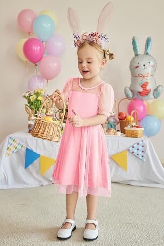Arshiner Toddler Girls Tulle Summer Puff Sleeve Baby Girls Tutu Princess Party Casual Dress 2-6Y3